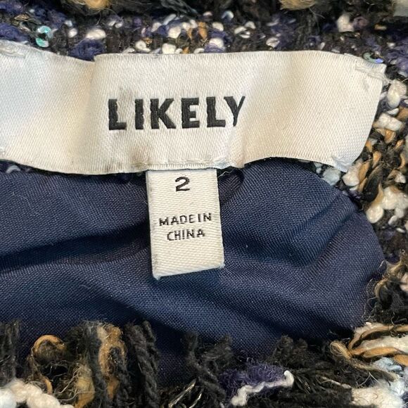 Likely Multi Tweed Bouclé Jewel Tartan Plaid Mini Dress Navy Blue 2 - Picture 7 of 10